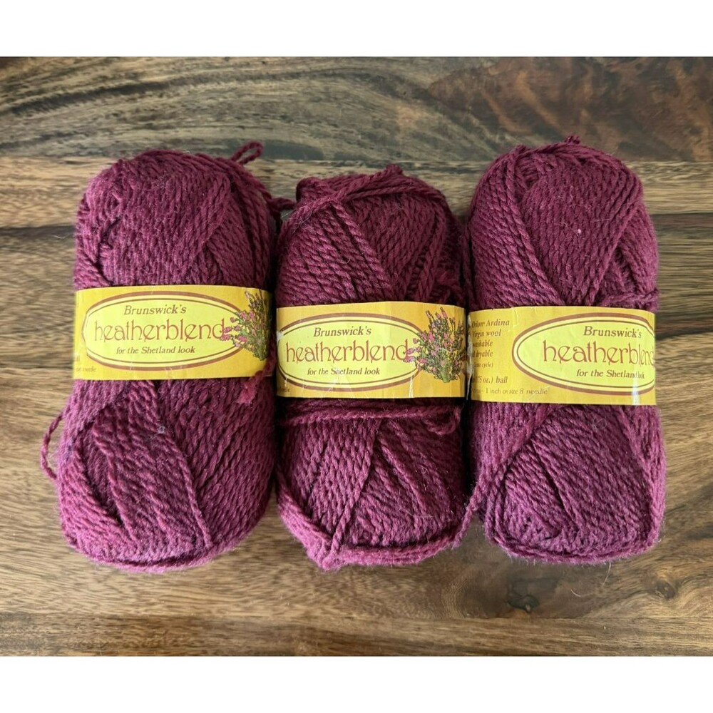 Brunswick Heatherblend Yarn 2522 Burgundy Acrylic/Wool Lot of 3